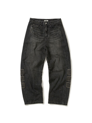 Vintage emblem denim pants / Black