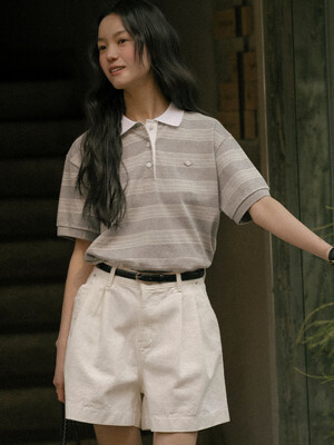 Collar stripe cotton t-shirt TISU01TS02_Gray