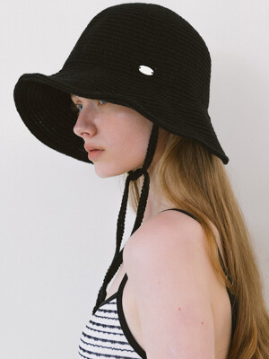 Rattan Strap Bucket Hat - Black