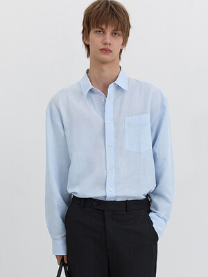 UNISEX CLASSIC LINEN SHIRT SOFT BLUE_M_UDSH5B125B1