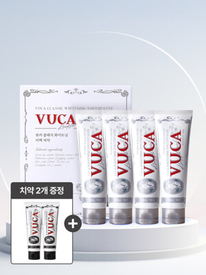 뷰카 클래식 화이트닝 미백 치약 플로럴민트향 160g 4개입+블랙차콜 2개증정 (SIZE UP)