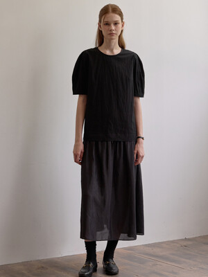 Curved sleeve maxi dress - Black