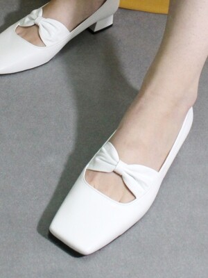 SQUARE RIBBON LOAFER 3cm M-IG-180201 WHITE