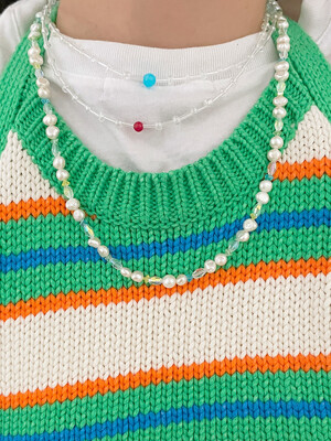 [단독]pearl pastel cut necklace (Silver 925)