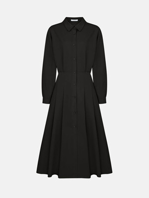 Pleated Shirt Dress_Black