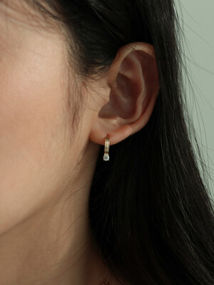 [싱글판매]14K gold cubic one touch earring