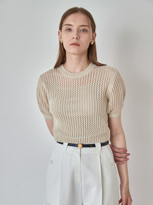 PUNCHING HALF SLEEVE PULLOVER(natural beige)