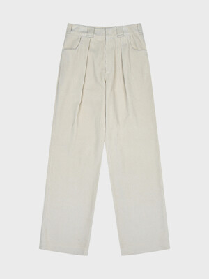 [WOMEN]Embroidered Corduroy Trousers - Ivory