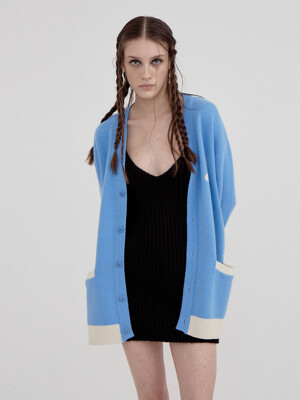 RR JACQUARD KNIT CARDIGAN - SKYBLUE