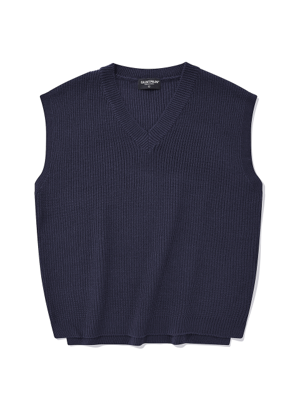 SP OVERSIZE SIDE SLITS KNIT VEST-NAVY