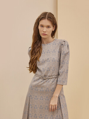 Embroidery H-line Midi Dress_DARK SKY BLUE