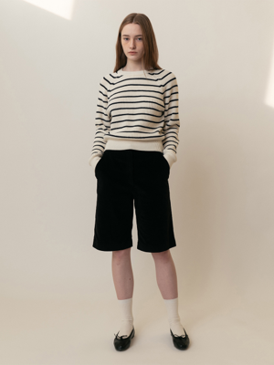 A STRIPE RAGLAN KNIT TOP_IVORY