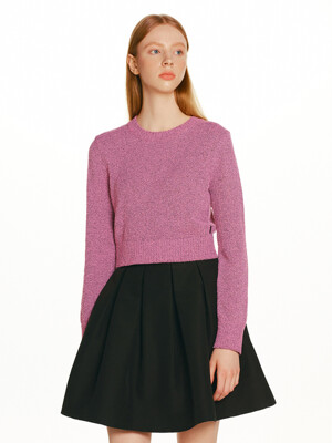 RICOTTA Round neck crop knit (Pink/Blue/Green)