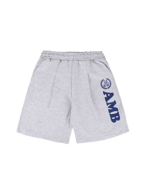팬츠 - 엠블러 (AMBLER) - Big Logo Training Banding Sweat Short Pants ASP602 (White-melange)