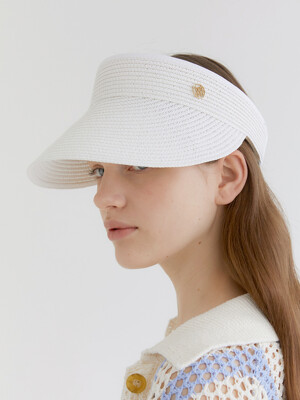 basic logo pendant raffia sun visor (C009_white)