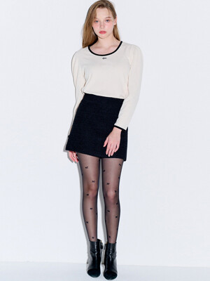 Boucle tweed Wool mini skirt_Black