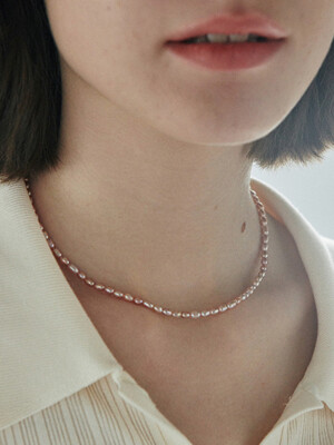 [925 silver] Un.silver.168 / fresh-water pearl necklace ver.03 (pink ver.)