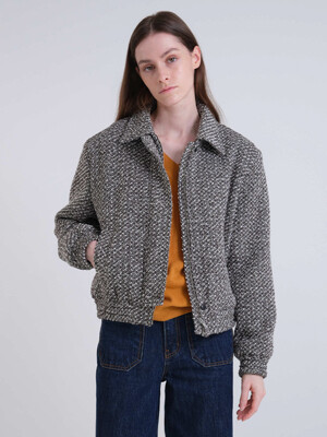 TWEED BLOUSON JACKET (GRAY)