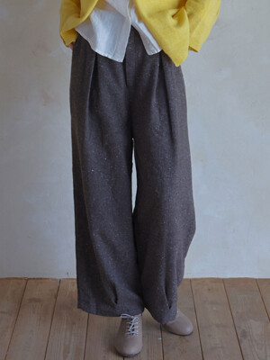 Retro Wool Wide Pintuck Pants