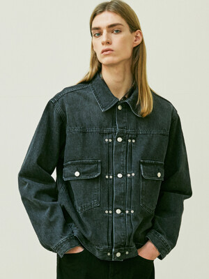 RIVETED 2ND TYPE DENIM JACKET BLACK