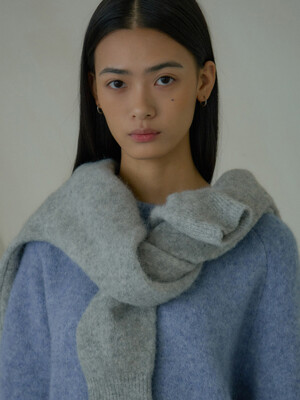 Mohair pullover round knit (sky blue)