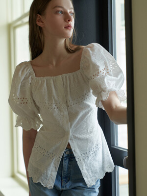Plain lace blouse (white)