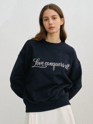 Script Embroidered Sweatshirt_Dark Navy