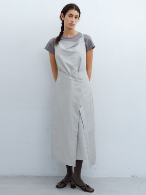 [단독]cowl button dress (mint grey)