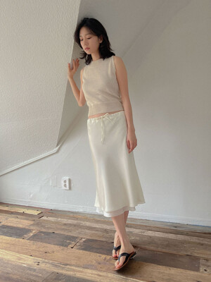 [24 SS][SALT Label] SATIN LAYER SKIRT_CREAM