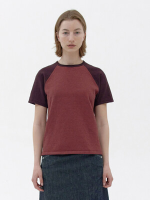 [Women] Tail Raglan Knit T-Shirt (Plum/Purple)
