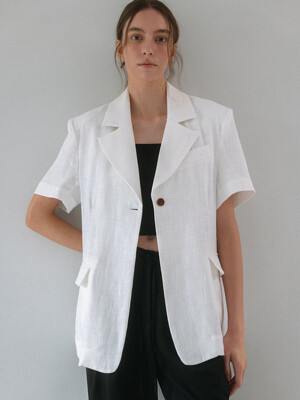 Line Half Short-Sleeved Jacket - White
