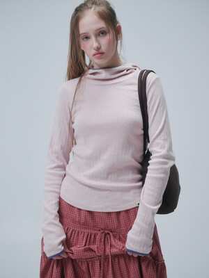 EYELET HOODIE LONG SLEEVE, PALE PINK