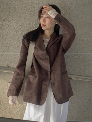 All brush suede jacket_Dark Brown