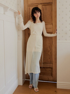 Layered knit dress set - ivory
