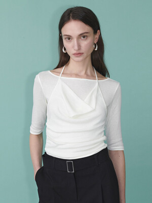 Cowl Halter Layered Jersey Top SW5ME242_4color
