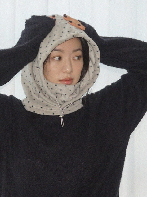 쿠키시 PolarFleece Balaclava (Mini dot grey)
