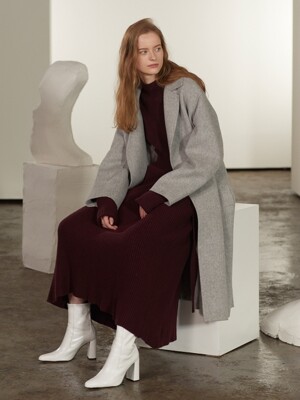 Manet Cashmere Blended Wool Coat_Soft Gray