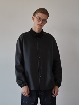 FAKE LEATHER SHIRTS (BLACK)