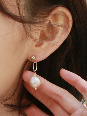chain pink pearl earring-crystal