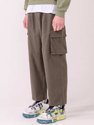 WIDE STRING CARGO JOGGER SLACKS-KH