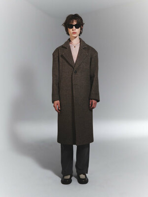Wool Blended Checked Single Coat