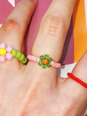 Green Sorbet Flower Beads Ring 비즈반지