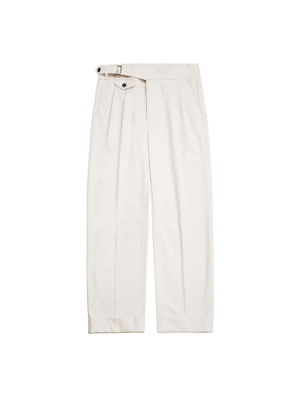 Two Pleats Side Trousers (Ivory)