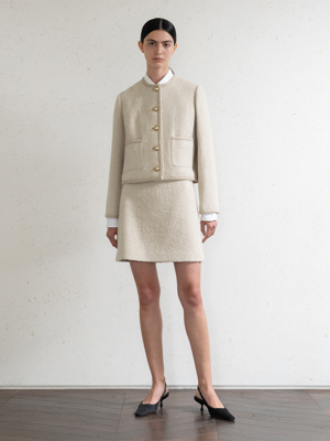 CO WOOL TWEED SKIRT_BEIGE