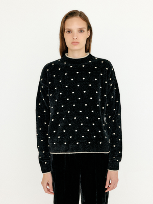 VOTTA Pompom Knit Pullover - Black