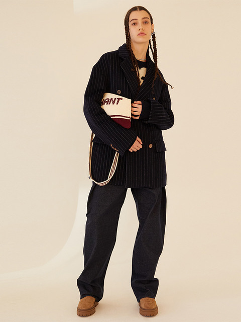  - 노앙 (NOHANT) - PIN STRIPE DOUBLE COAT NAVY