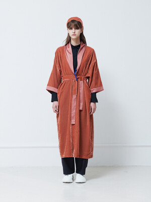 RAY VELVET ROBE cooper orange