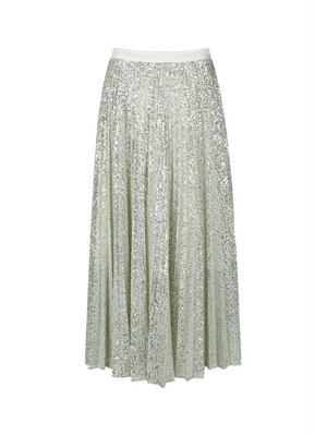 SEQUIN PLEATED SKIRT (SILVER)