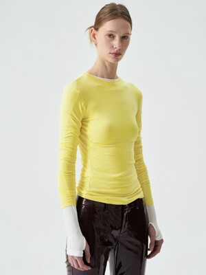 Lined Long Sleeve T-shirts(Yellow)