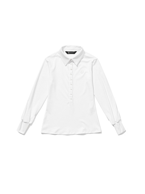 티셔츠,스포츠웨어,골프 - 버뮤다그래스 (BERMUDAGRASS) - 볼륨 슬리브 냉감 PK 티셔츠_WHITE